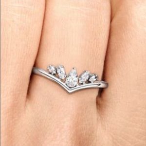 Sparkling Pear and Marquise Wishbone Ring